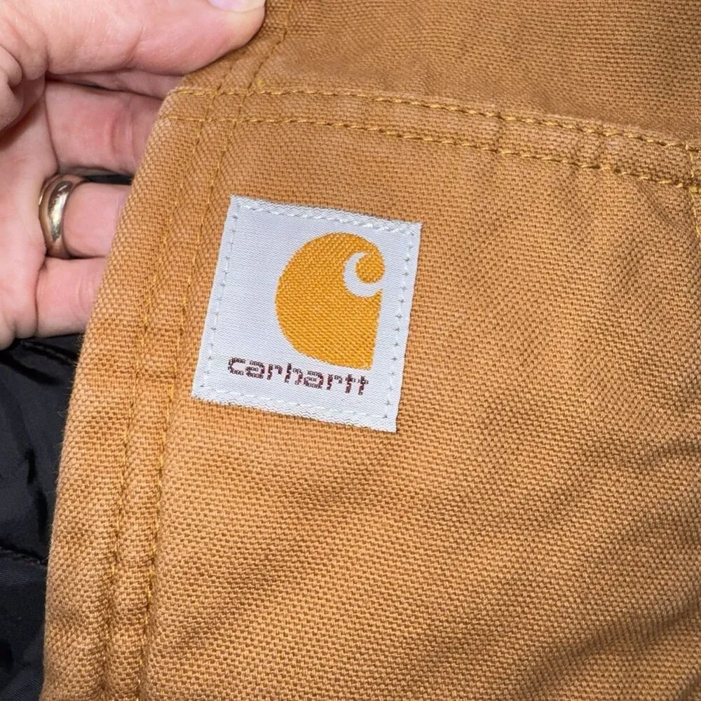 Carhartt Youth Medium 10–12 Brown Hooded Canvas Quilted Lined Jacket Coat EUC